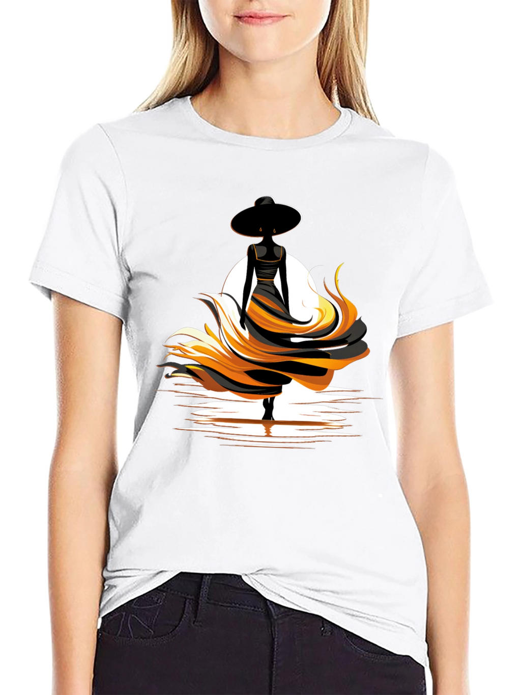 Elegant Woman Graphic Tee - Black