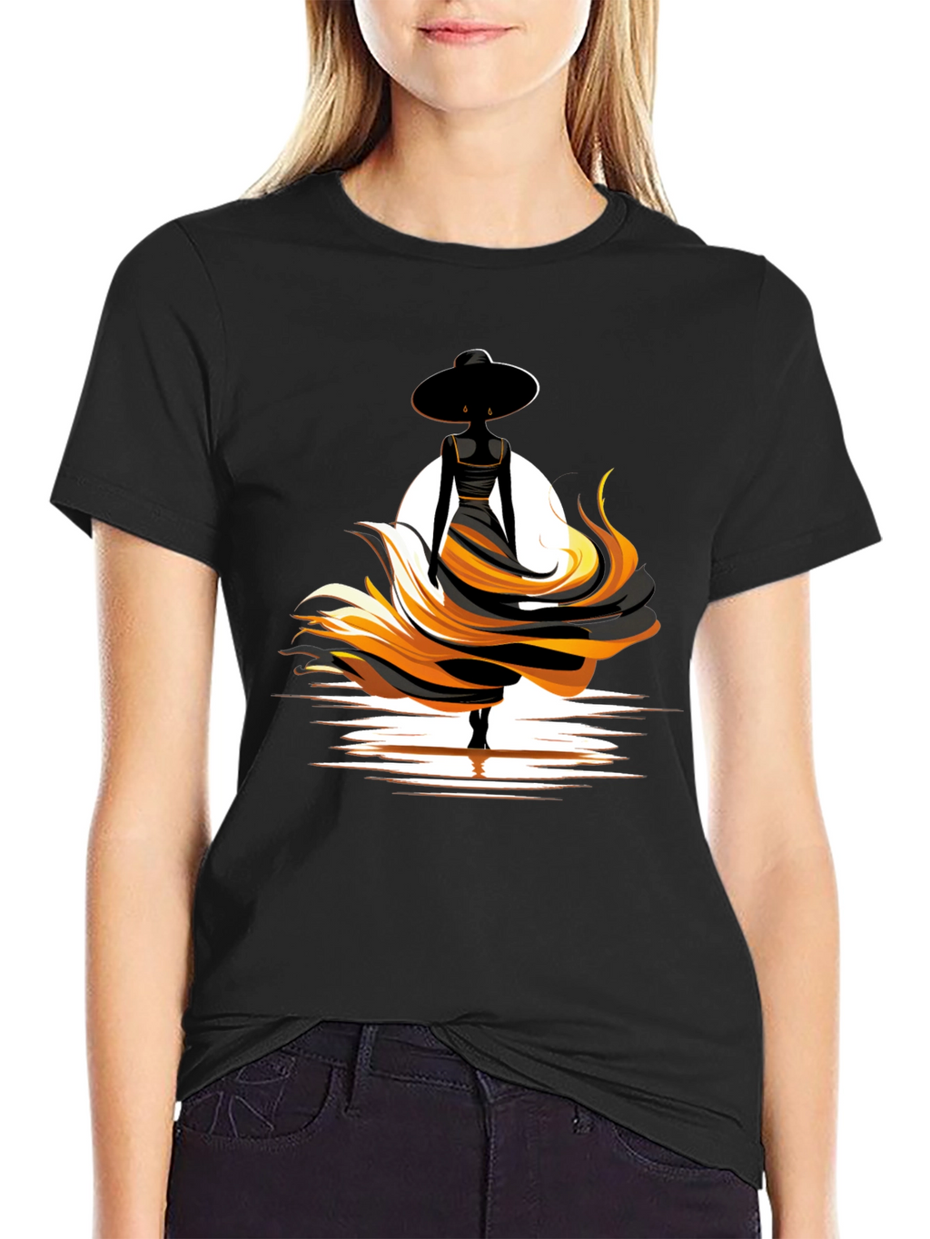 Elegant Woman Graphic Tee - Black