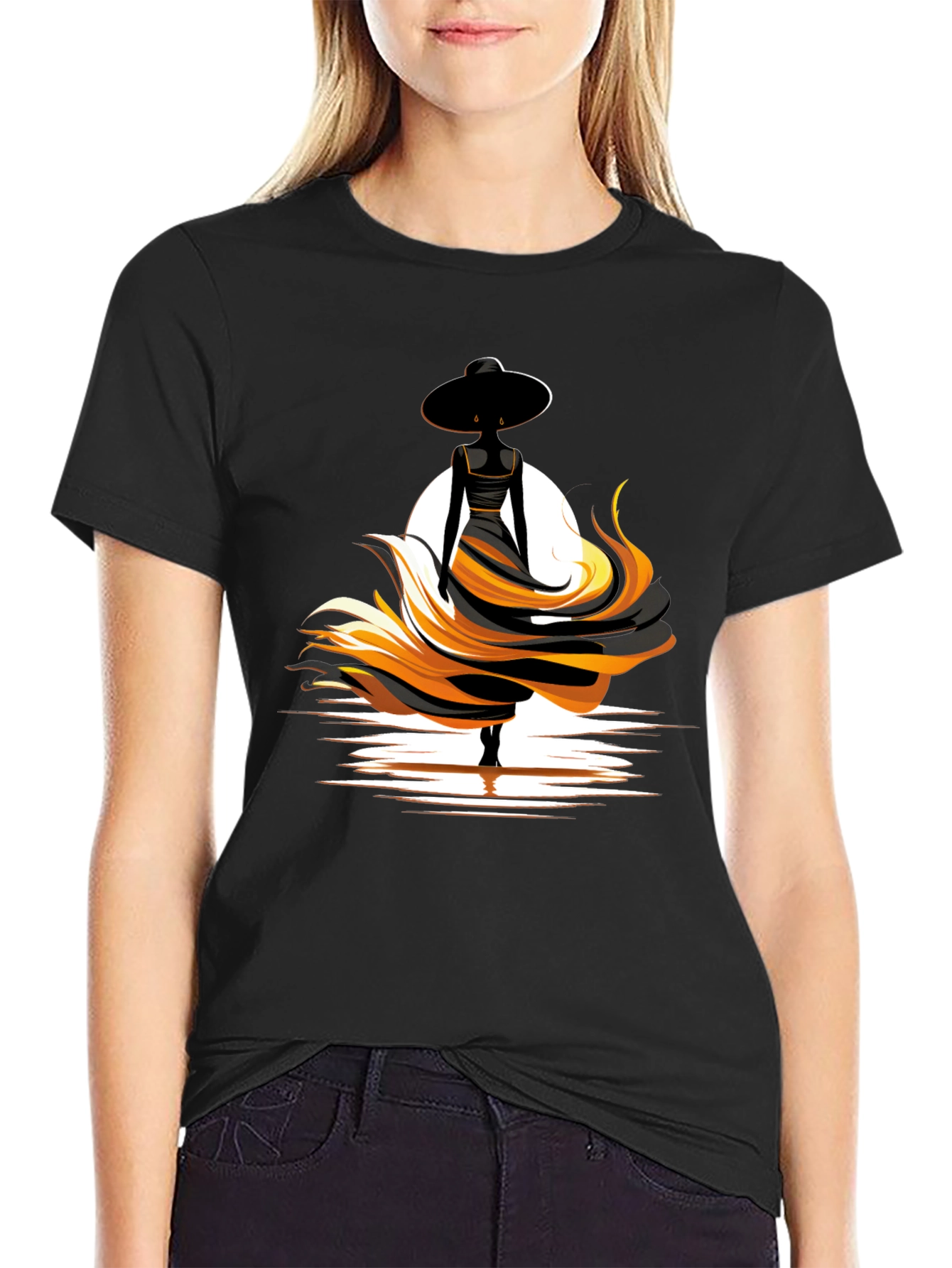 Elegant Woman Graphic Tee - Black