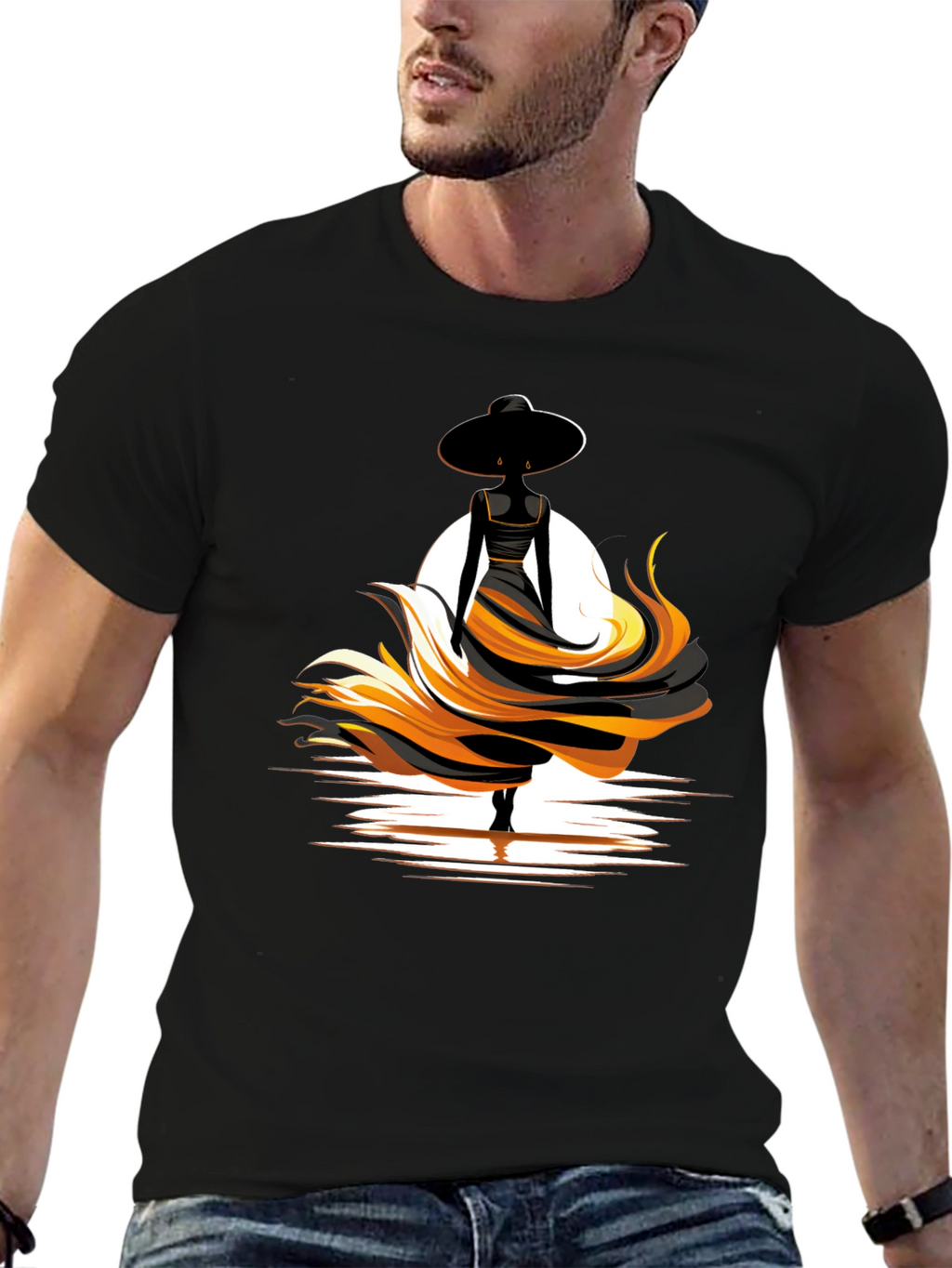 Elegant Woman Graphic Tee - Black