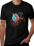 Abstract Bird Graphic Black T-Shirt