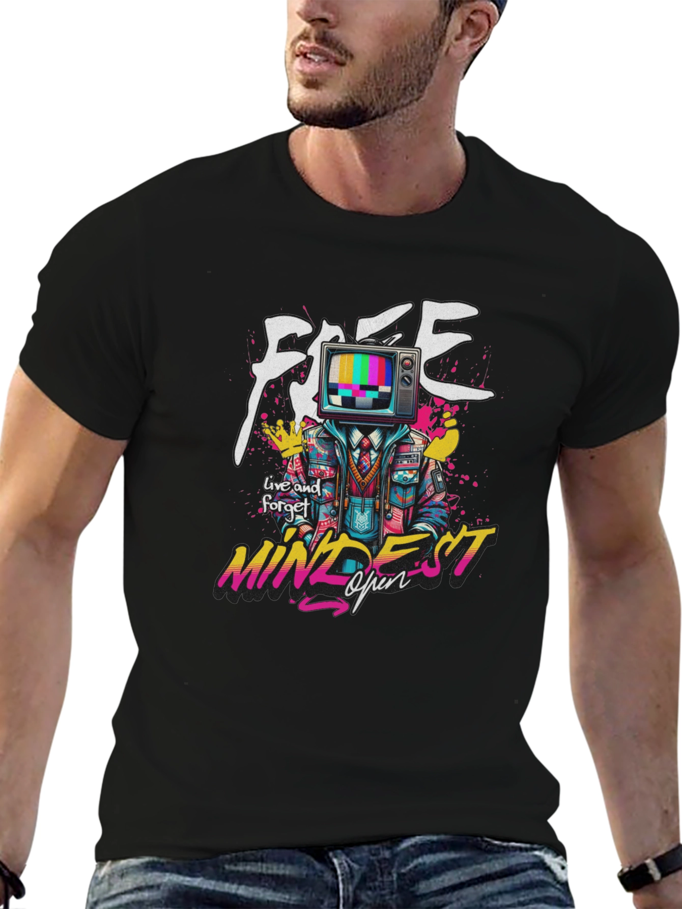 Mindset Open TV Head Graphic T-Shirt - Trendy Streetwear Tee