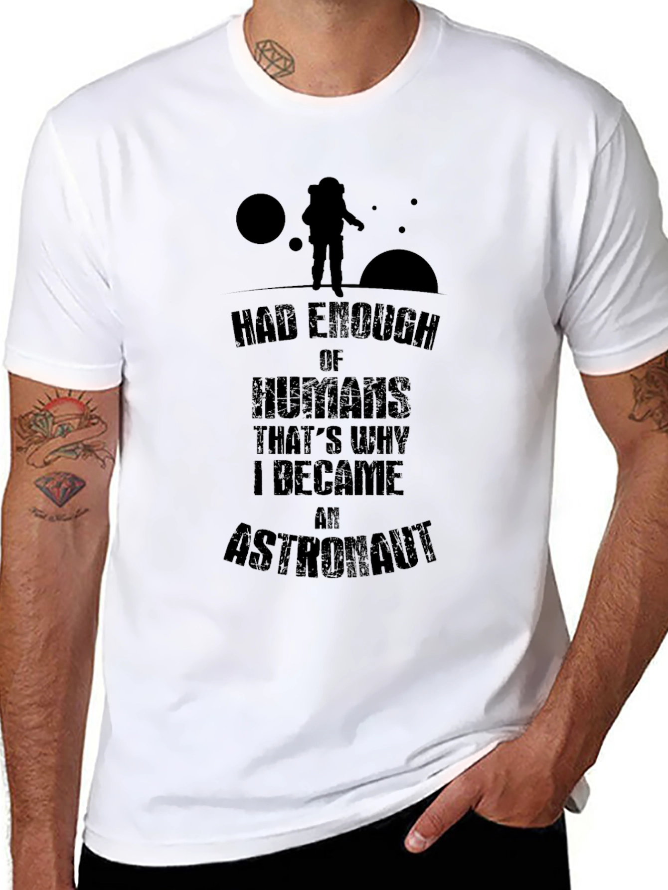 Astronaut Humor Graphic T-Shirt - Had Enough of Humans