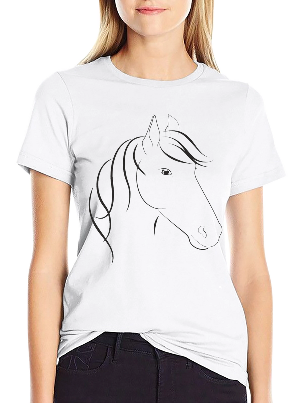 Elegant Horse Graphic Black T-Shirt