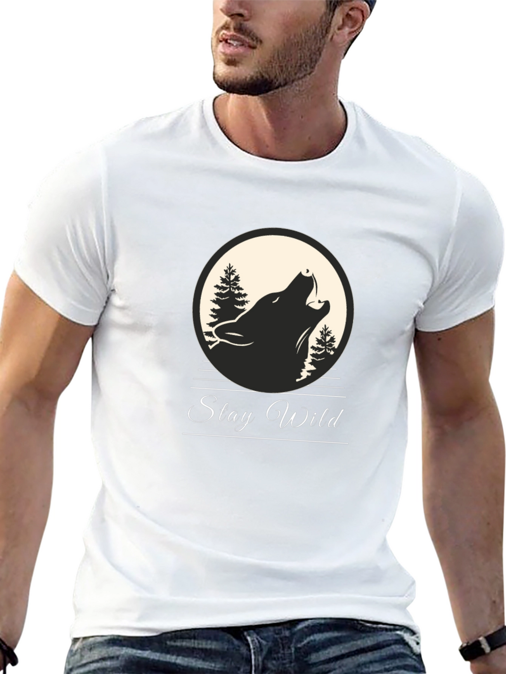 Stay Wild Wolf Graphic Tee - Premium Comfort