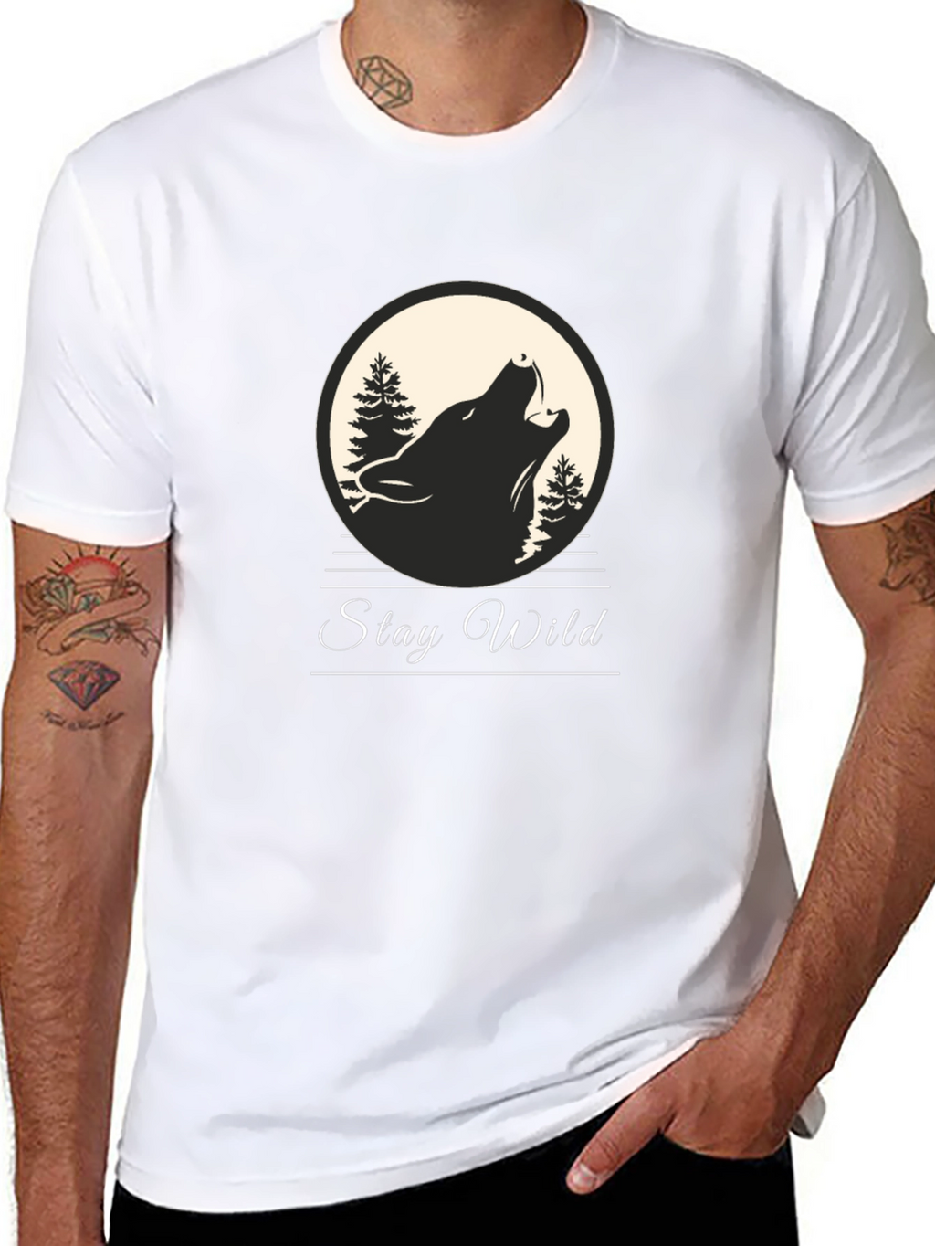 Stay Wild Wolf Graphic Tee - Premium Comfort