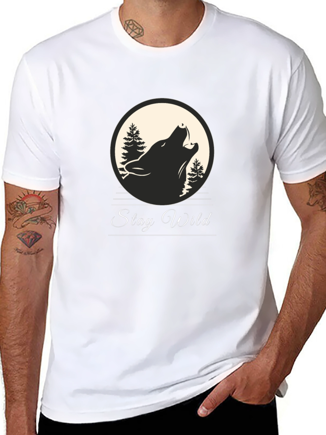 Stay Wild Wolf Graphic Tee - Premium Comfort