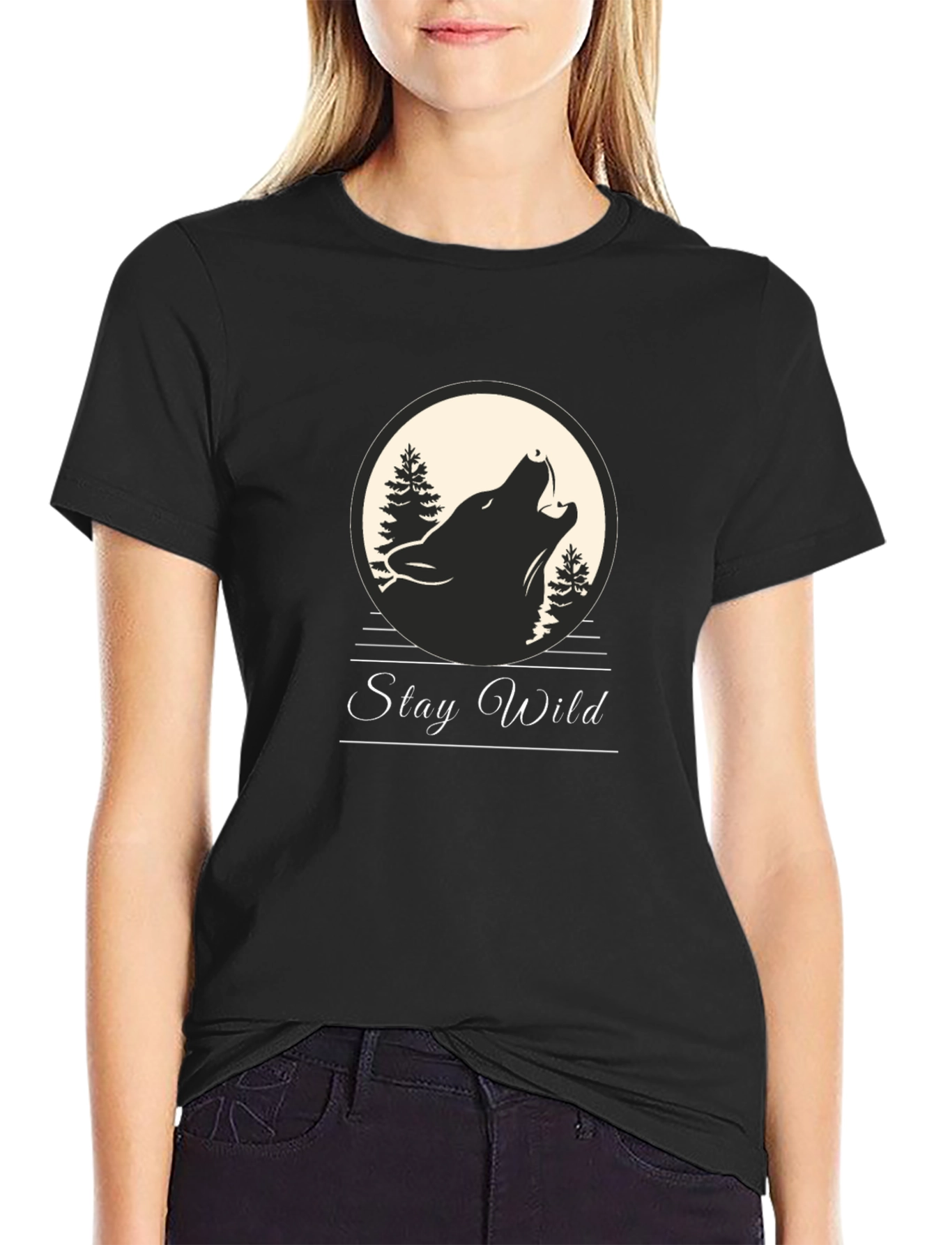 Stay Wild Wolf Graphic Tee - Premium Comfort