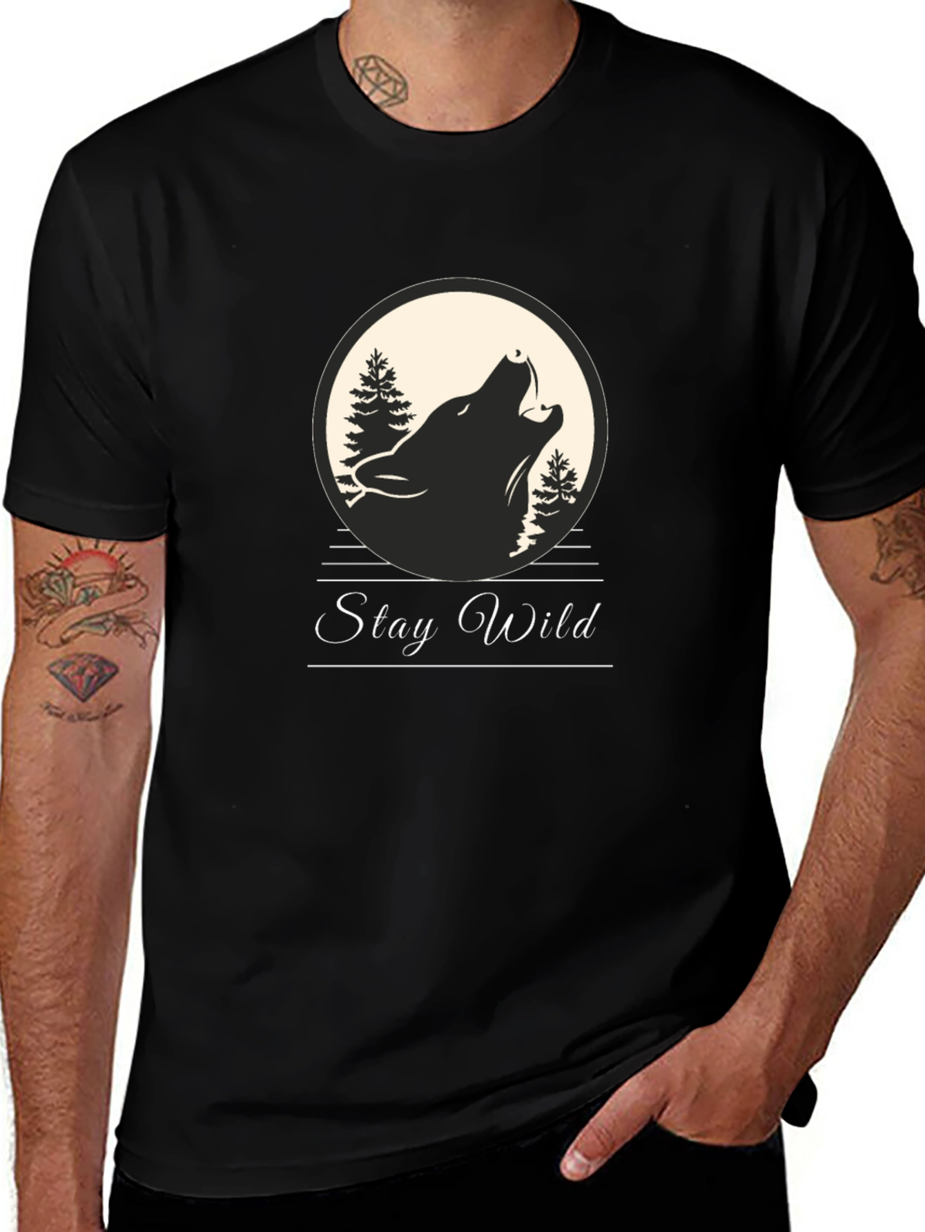 Stay Wild Wolf Graphic Tee - Premium Comfort