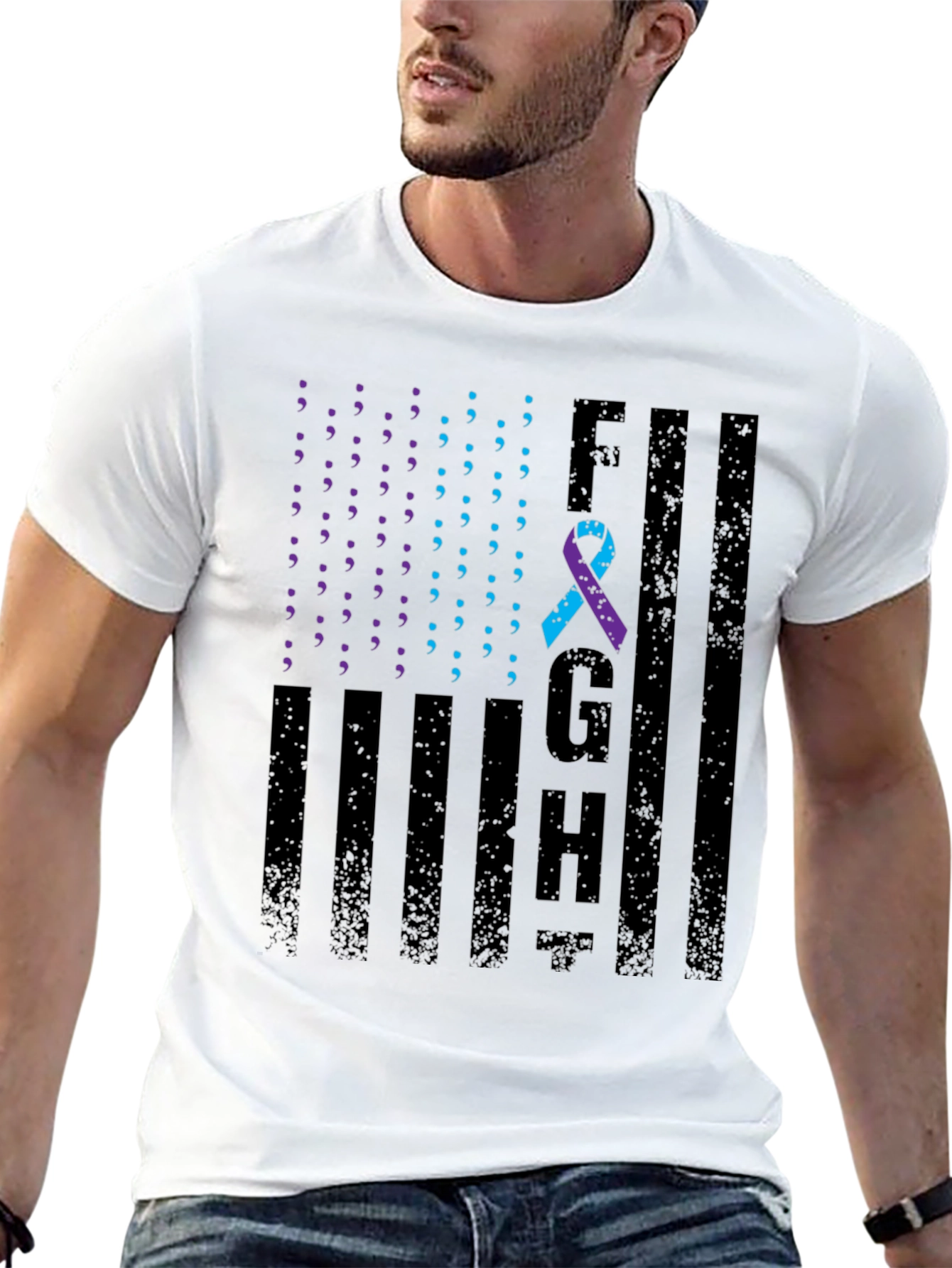 Mental Health Awareness T-Shirt FGH American Flag Design