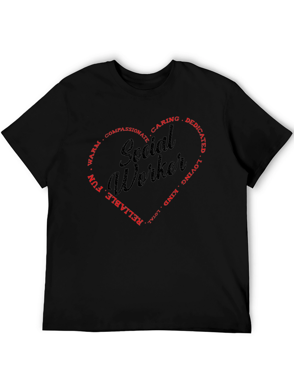 Social Worker Heart Graphic T-Shirt - Black