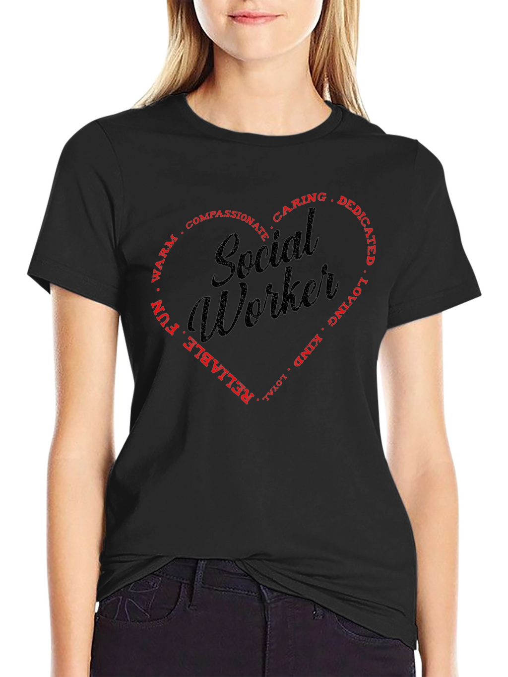 Social Worker Heart Graphic T-Shirt - Black