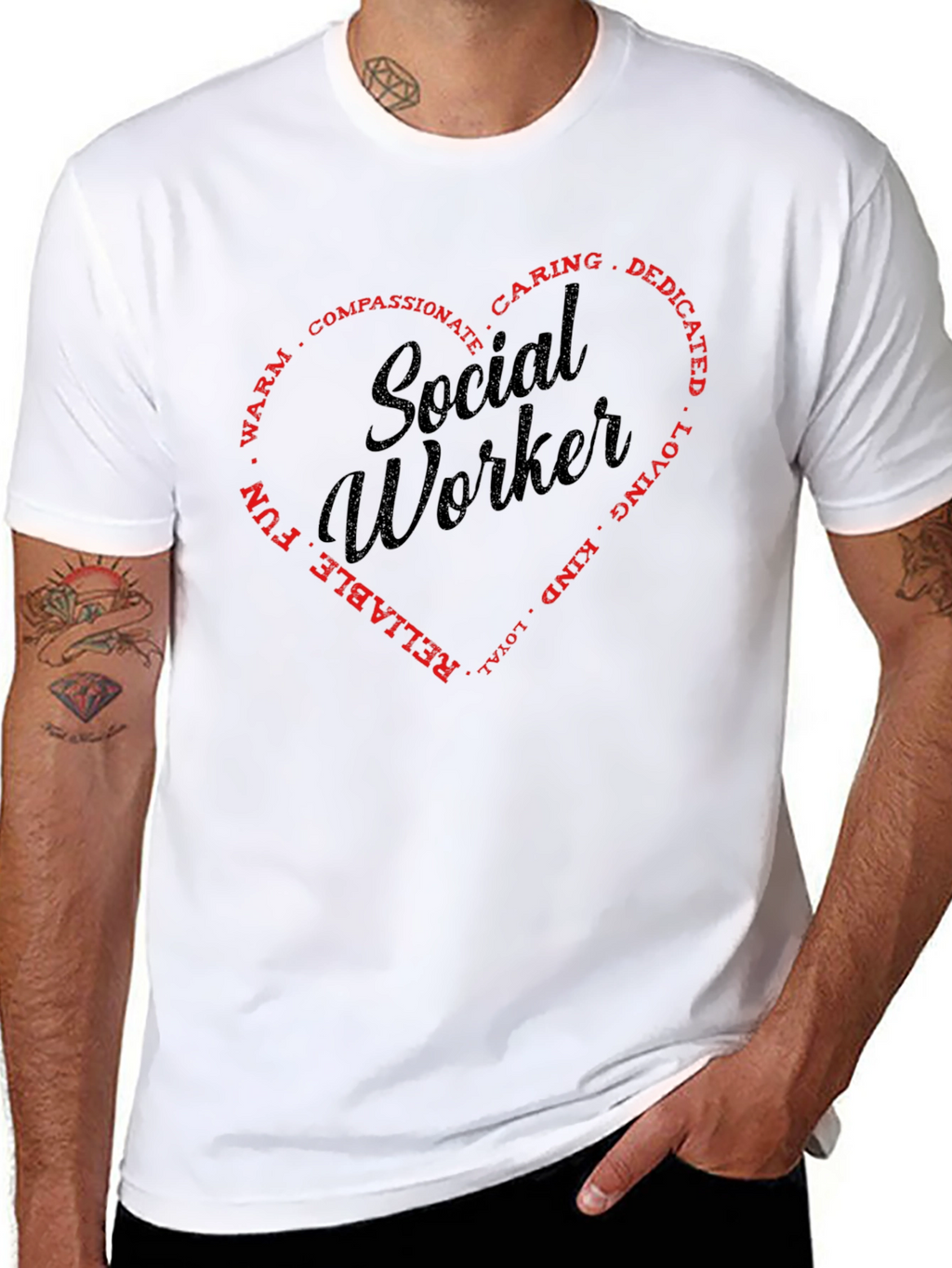 Social Worker Heart Graphic T-Shirt - Black