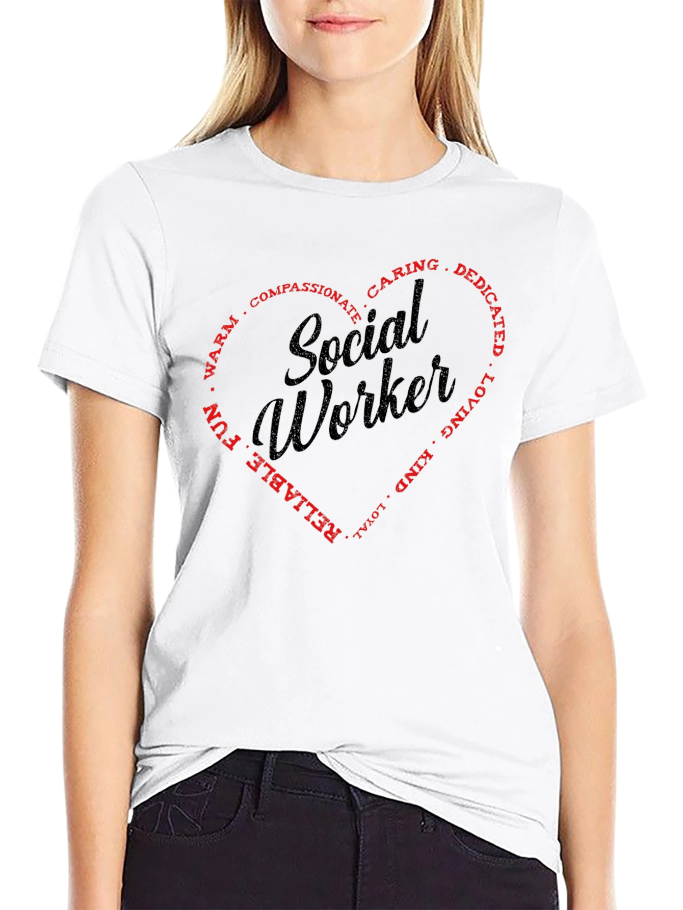 Social Worker Heart Graphic T-Shirt - Black