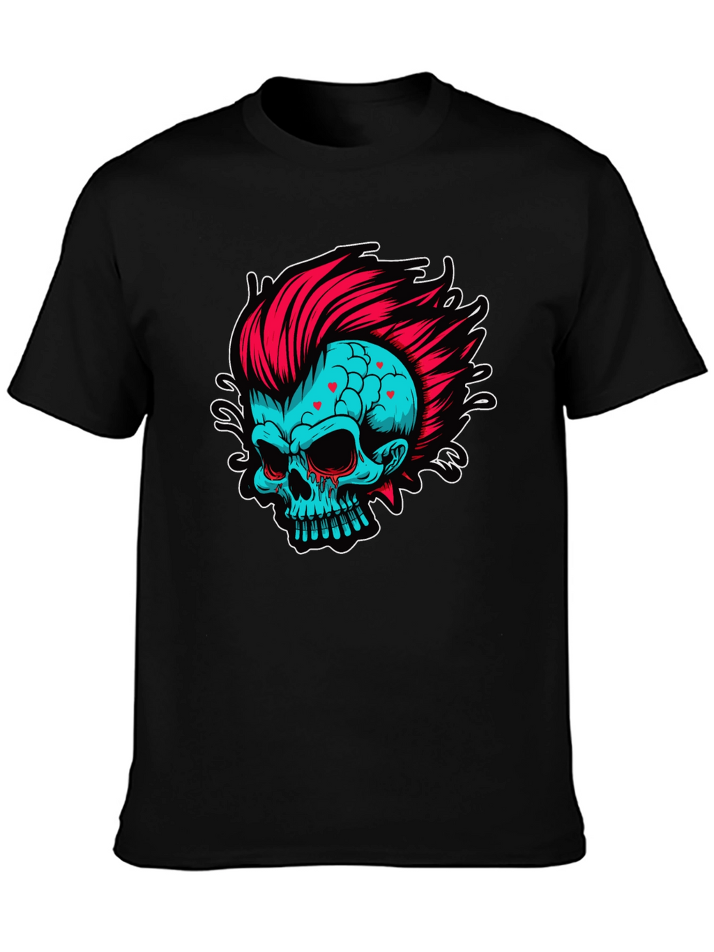 Skull with Mohawk Graphic T-Shirt