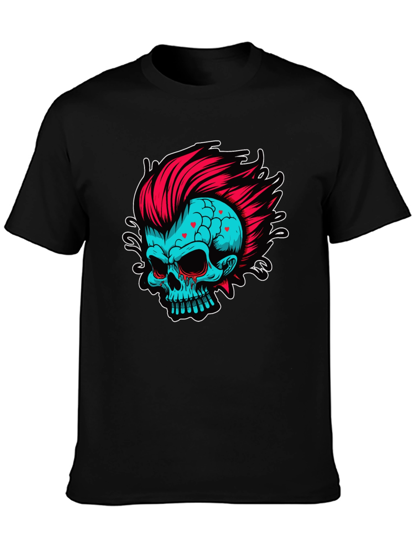 Skull with Mohawk Graphic T-Shirt