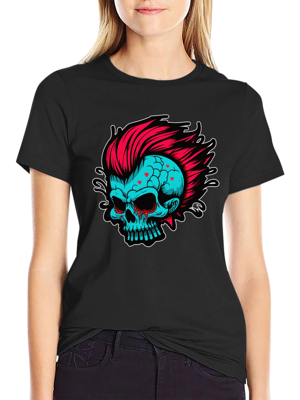 Skull with Mohawk Graphic T-Shirt