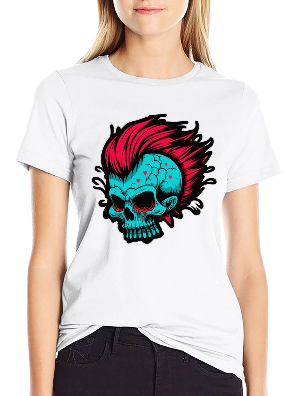 Skull with Mohawk Graphic T-Shirt