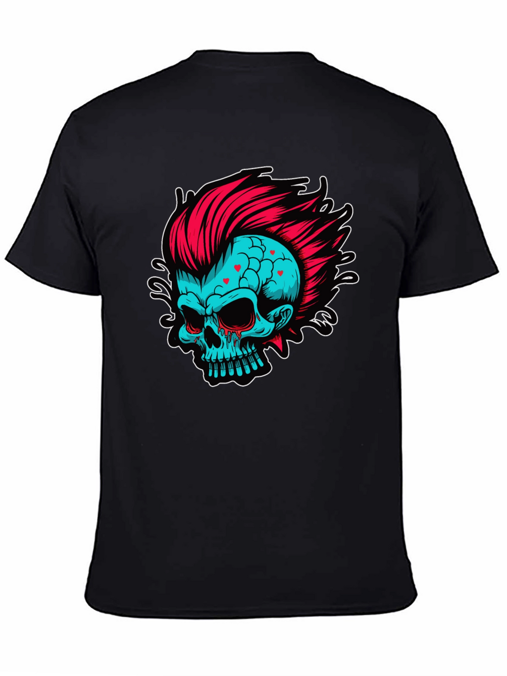 Skull with Mohawk Graphic T-Shirt