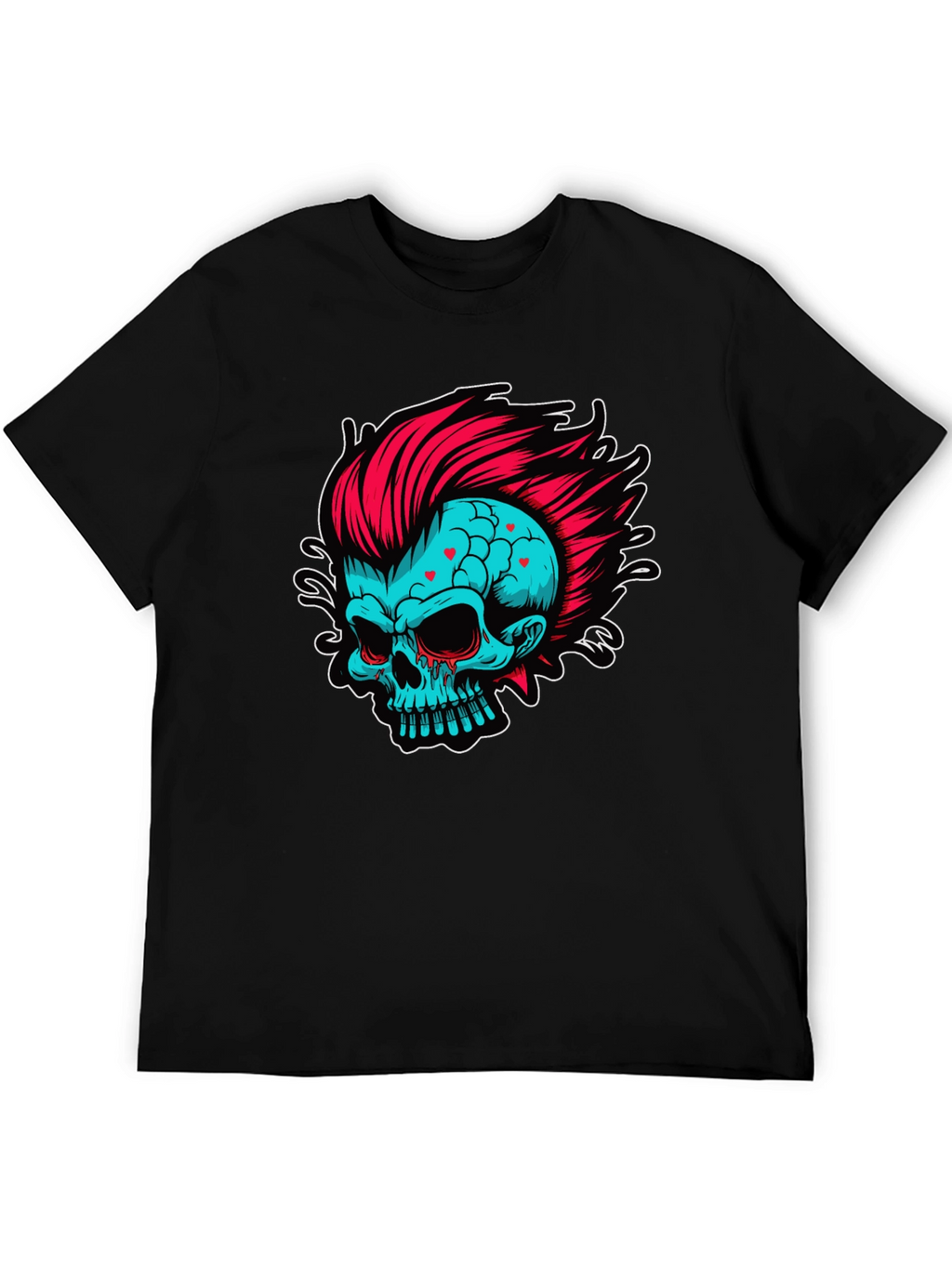 Skull with Mohawk Graphic T-Shirt