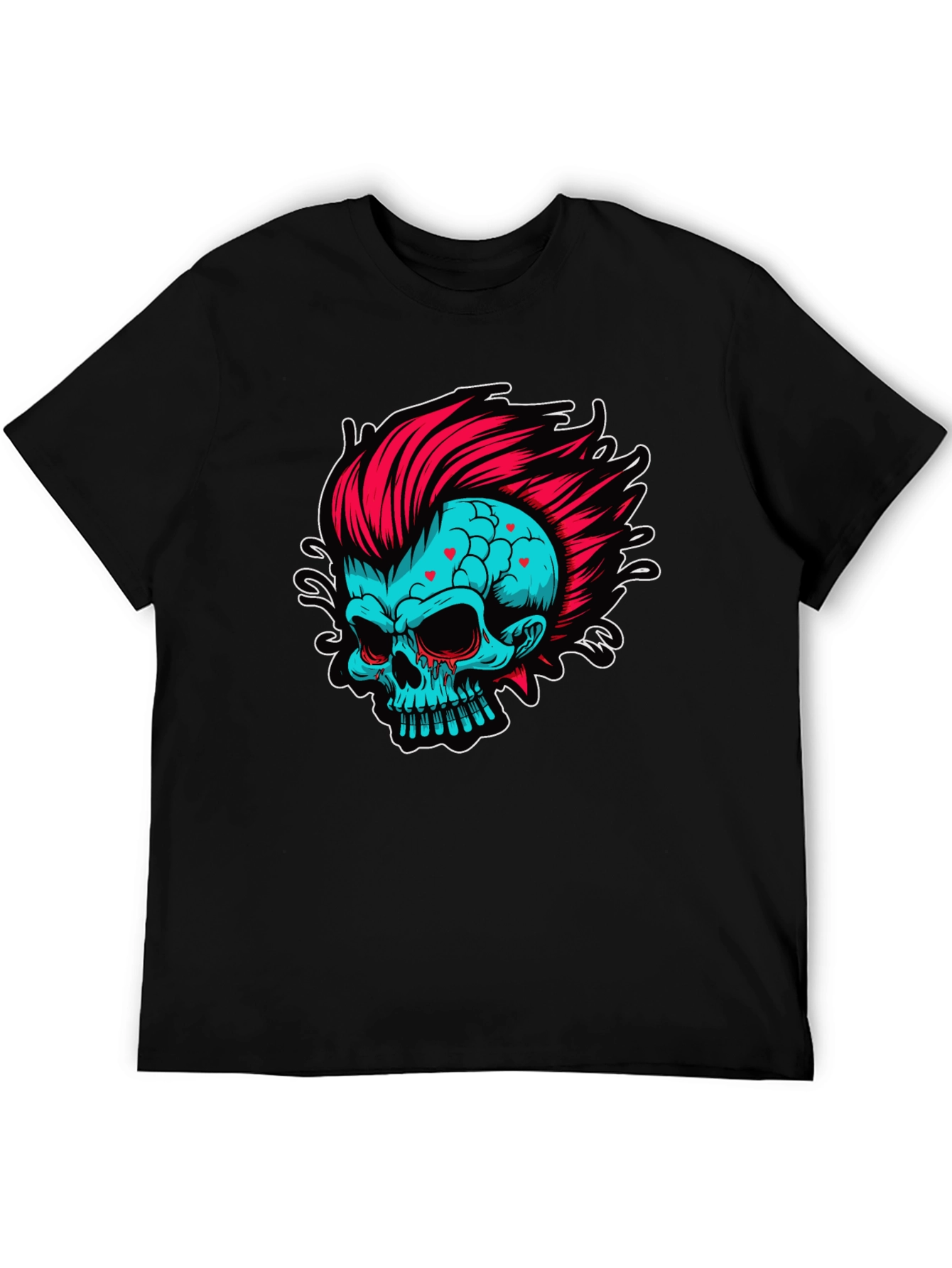 Skull with Mohawk Graphic T-Shirt