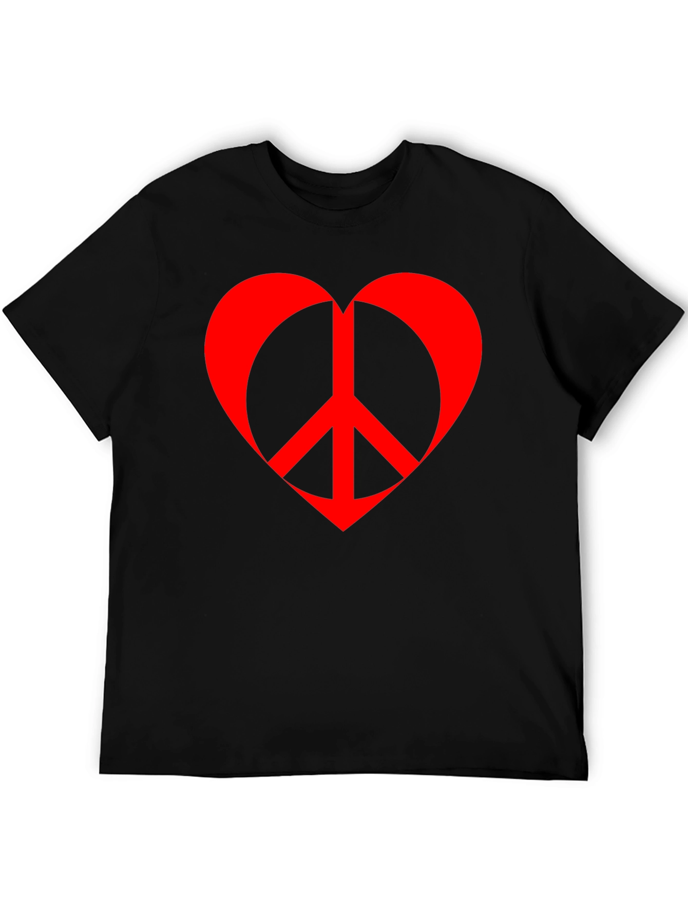 Peace Heart Tee - Black Cotton Blend T-Shirt