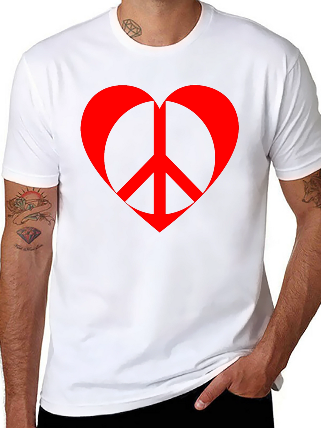 Peace Heart Tee - Black Cotton Blend T-Shirt