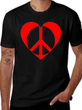Peace Heart Tee - Black Cotton Blend T-Shirt