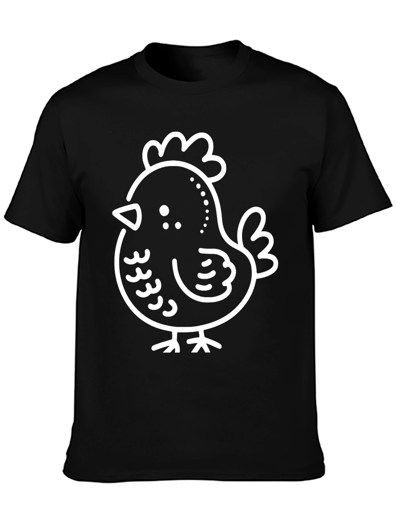 Cute Chicken Graphic Tee - Black