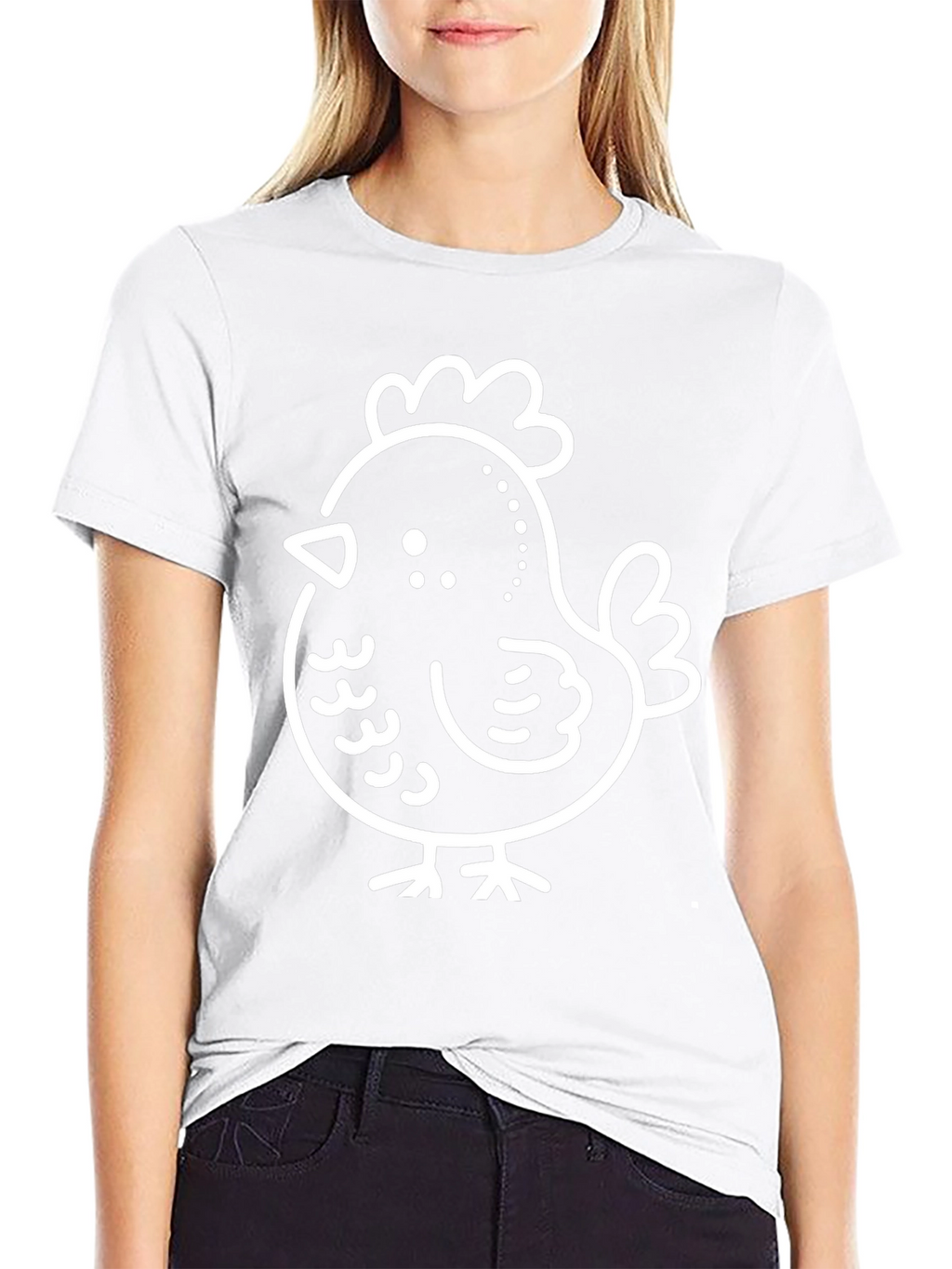 Cute Chicken Graphic Tee - Black