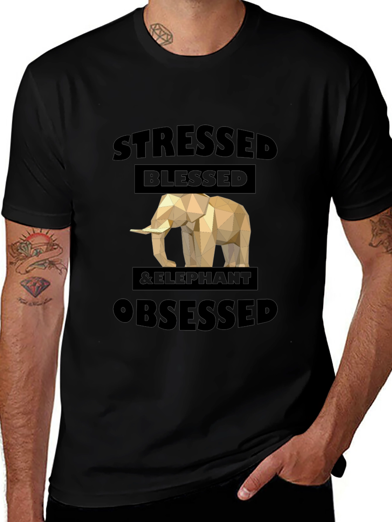 Stressed Blessed & Elephant Obsessed Graphic Tee