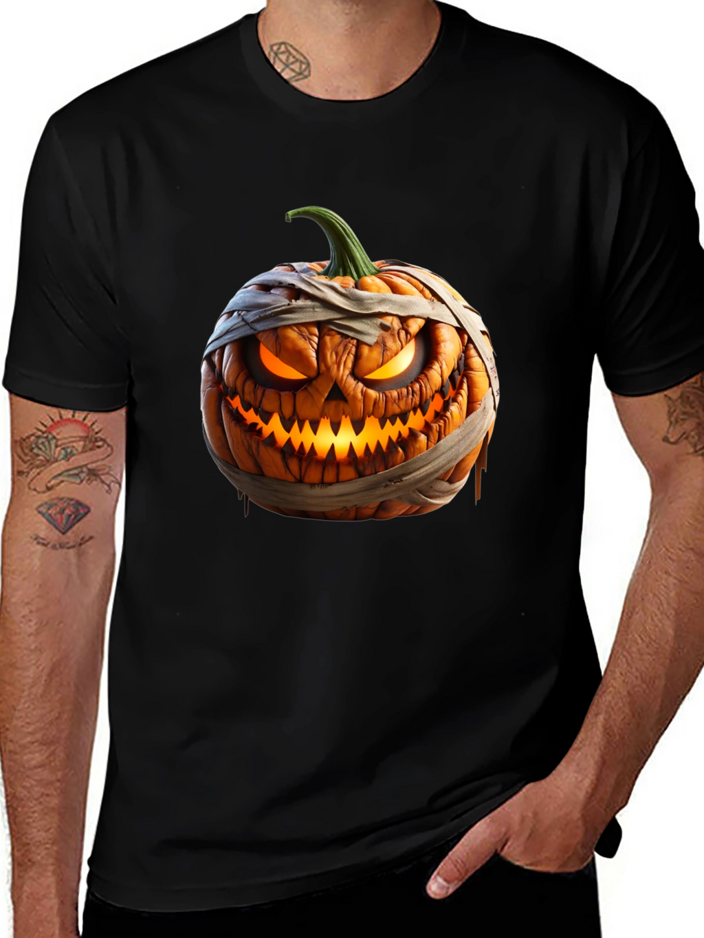 Halloween Pumpkin Mummy Graphic Tee