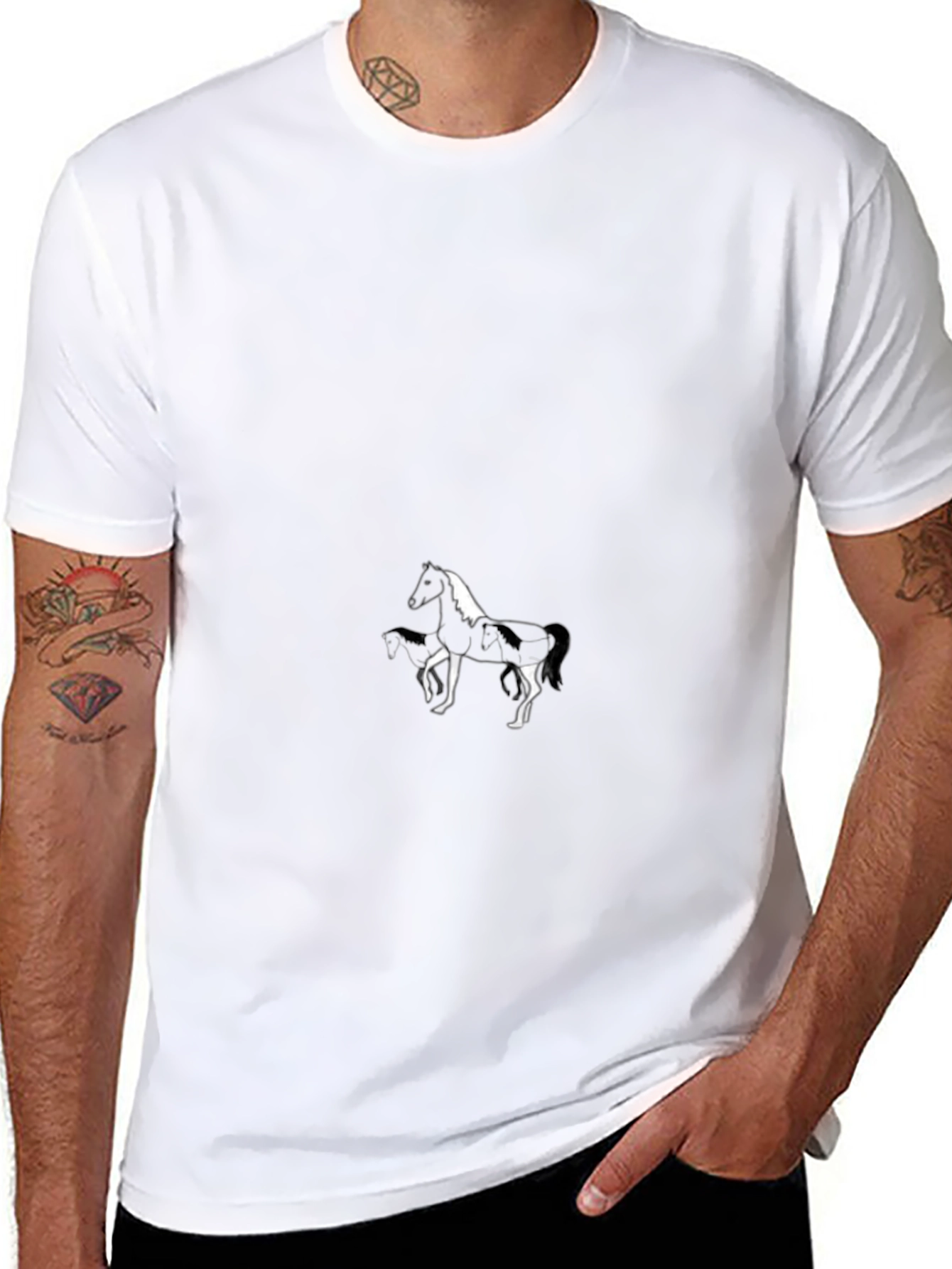 Black Horse Graphic Tee - Mens Casual T-Shirt