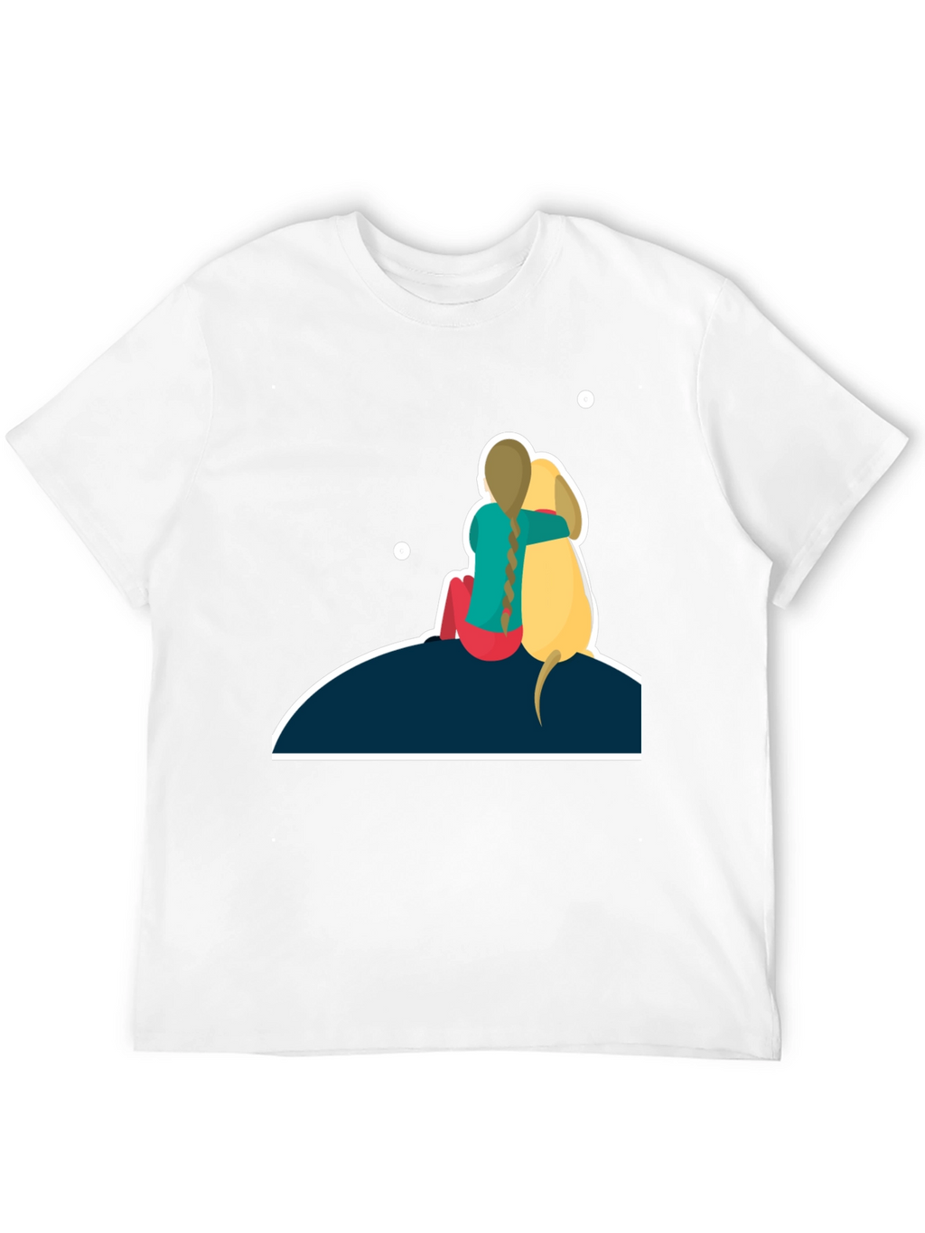 Girl & Dog T-Shirt: Hugging on Hill