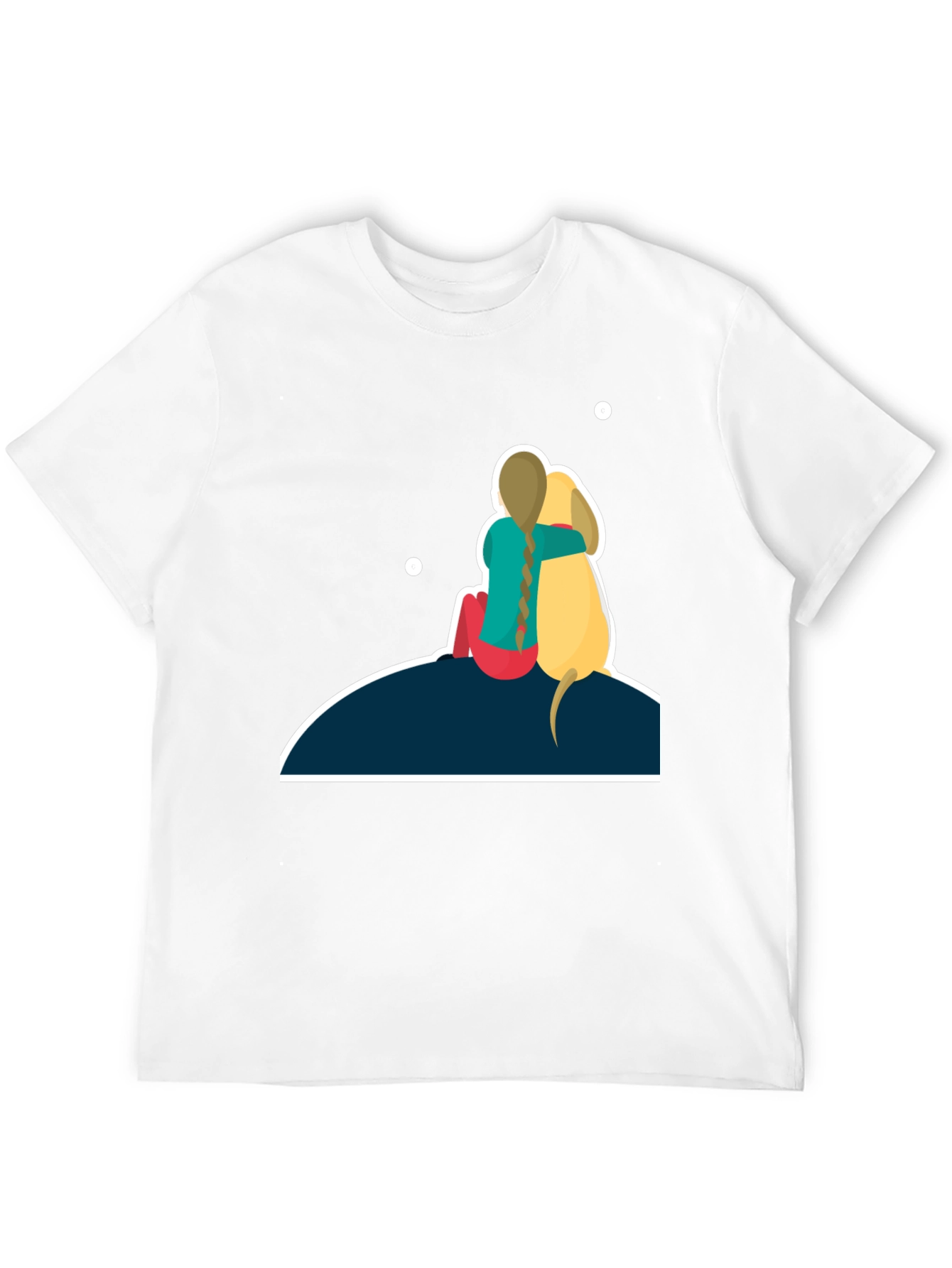 Girl & Dog T-Shirt: Hugging on Hill