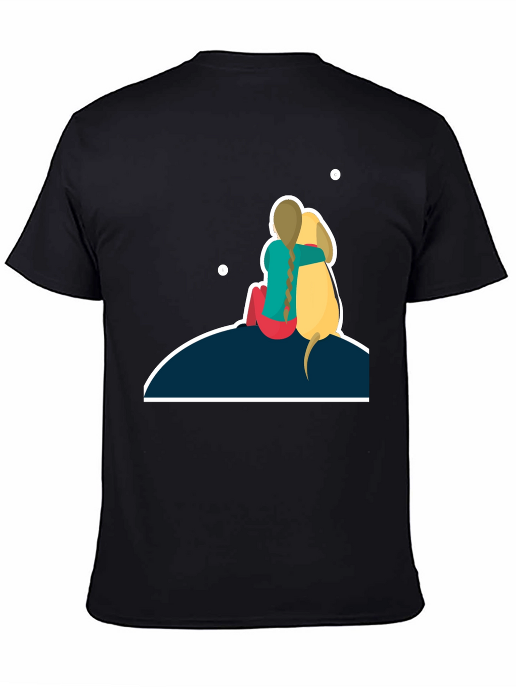 Girl & Dog T-Shirt: Hugging on Hill