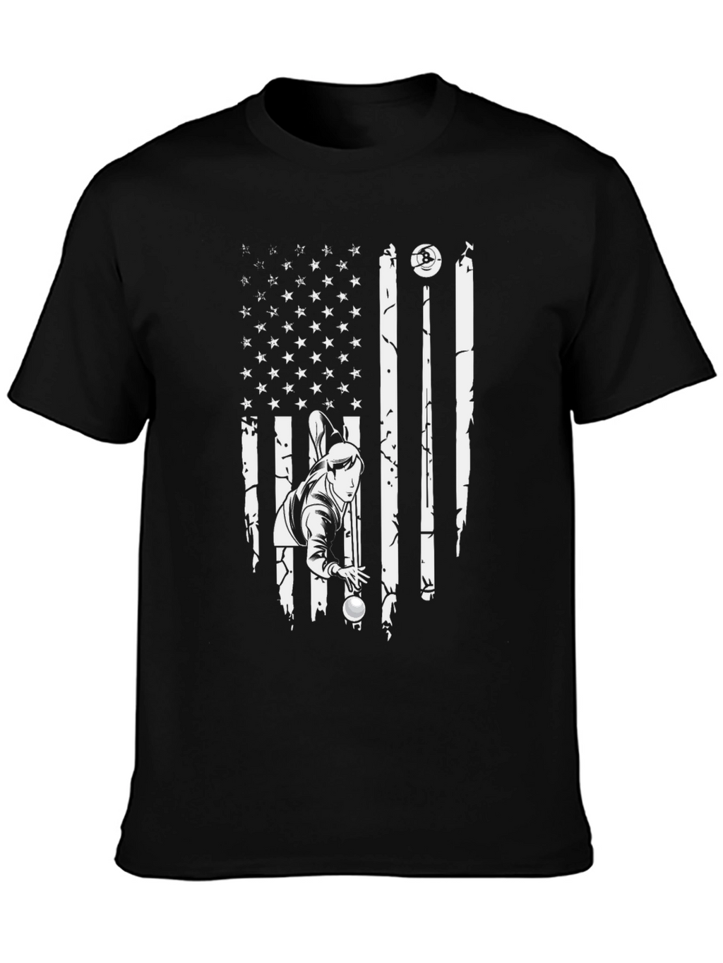 Pool Player USA Flag Graphic T-Shirt