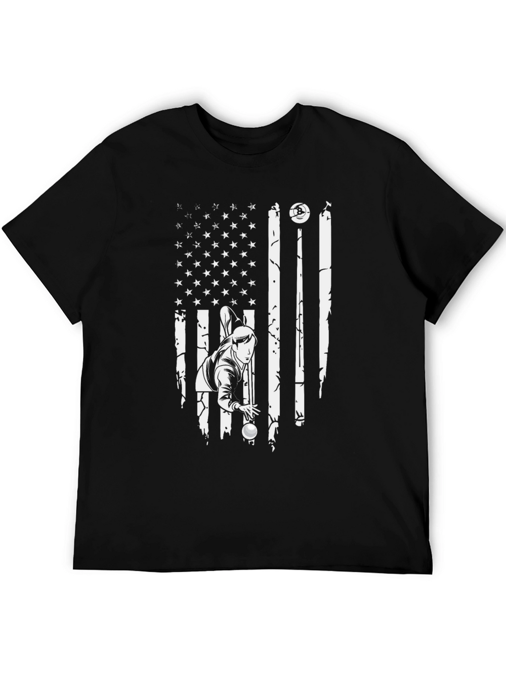 Pool Player USA Flag Graphic T-Shirt
