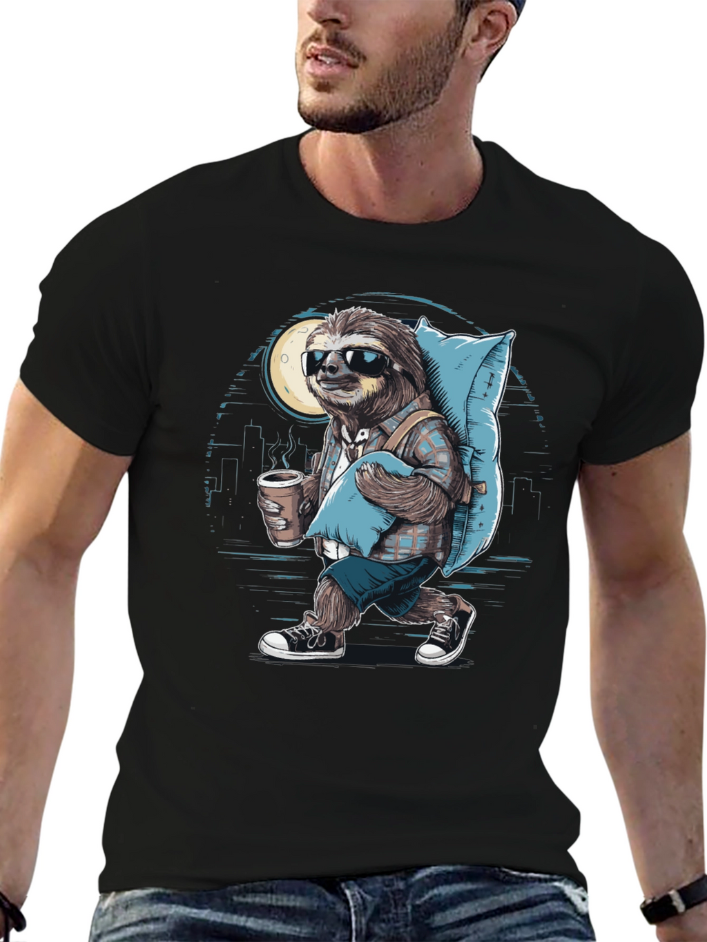 Sloth Wanderer Graphic Tee - Urban Sleepwalker T-Shirt