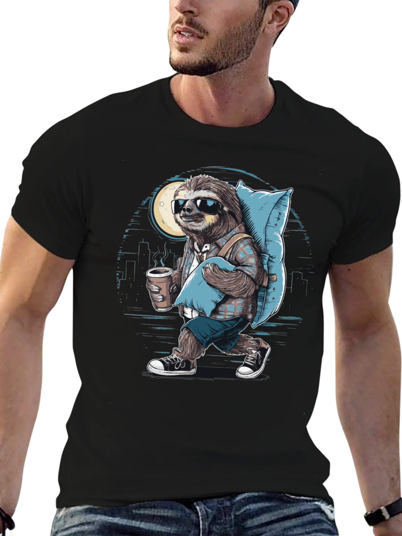 Sloth Wanderer Graphic Tee - Urban Sleepwalker T-Shirt