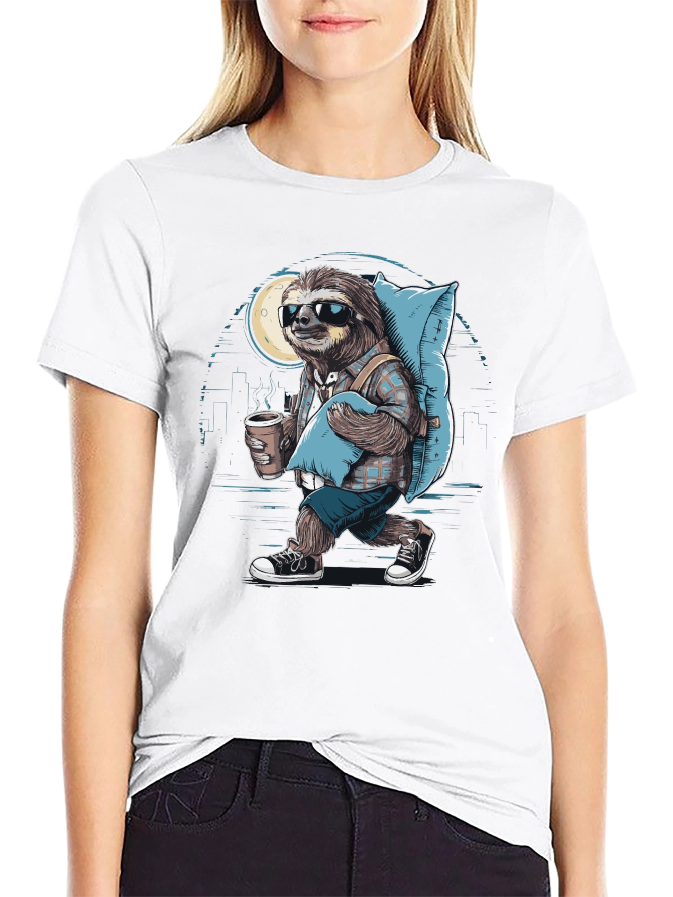 Sloth Wanderer Graphic Tee - Urban Sleepwalker T-Shirt