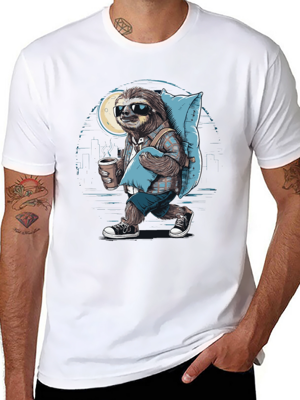 Sloth Wanderer Graphic Tee - Urban Sleepwalker T-Shirt
