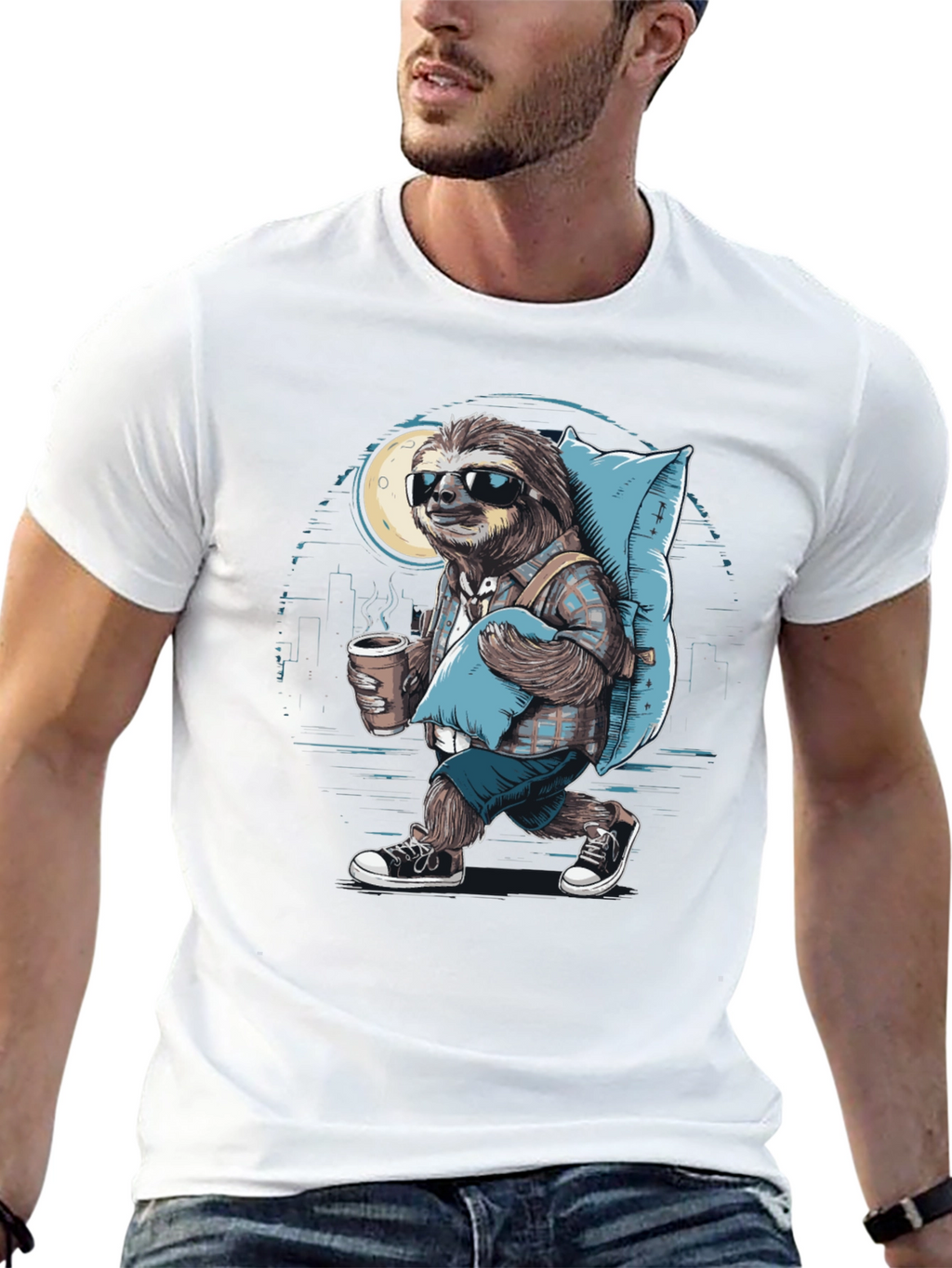 Sloth Wanderer Graphic Tee - Urban Sleepwalker T-Shirt