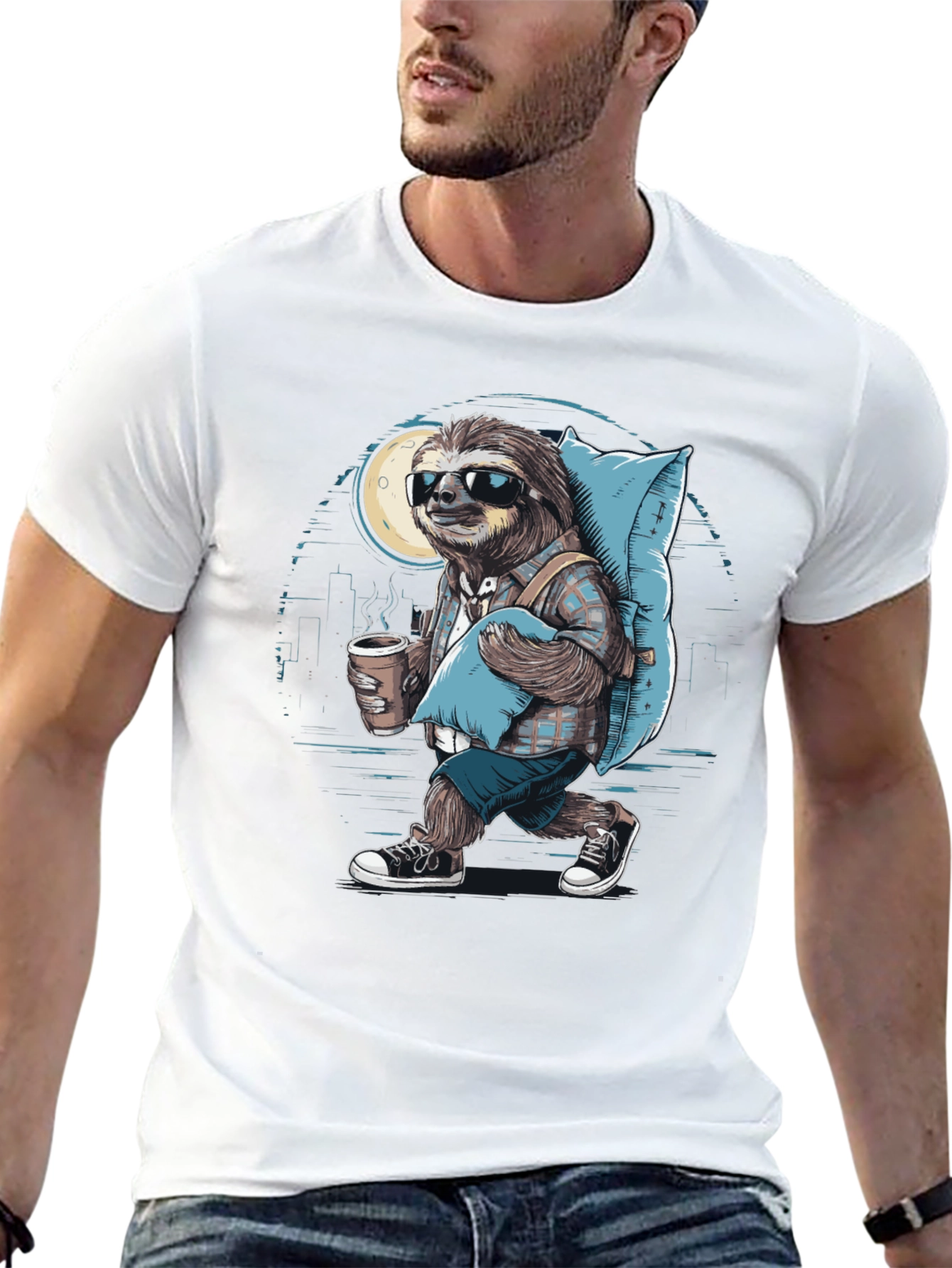 Sloth Wanderer Graphic Tee - Urban Sleepwalker T-Shirt