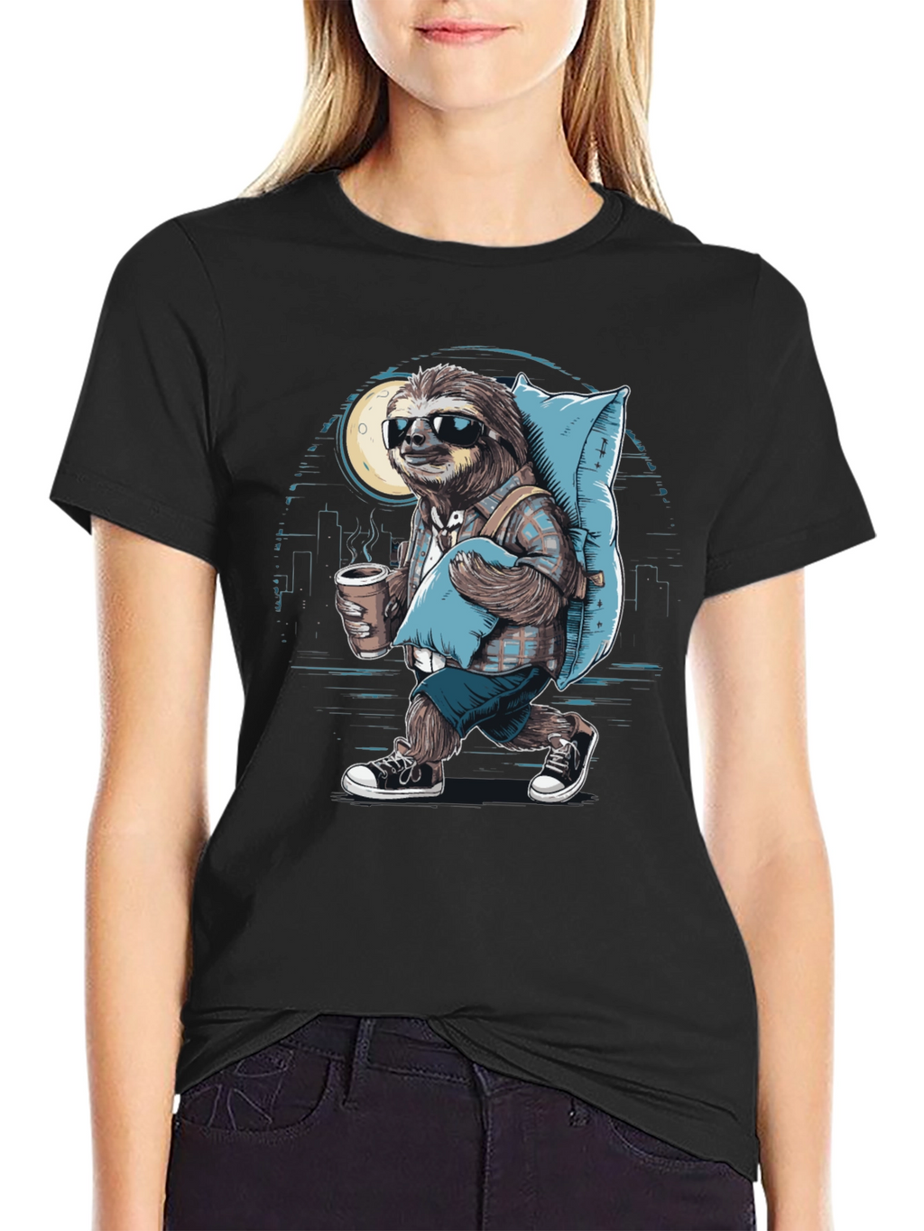 Sloth Wanderer Graphic Tee - Urban Sleepwalker T-Shirt