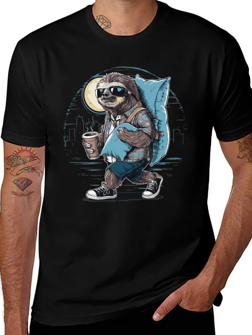 Sloth Wanderer Graphic Tee - Urban Sleepwalker T-Shirt