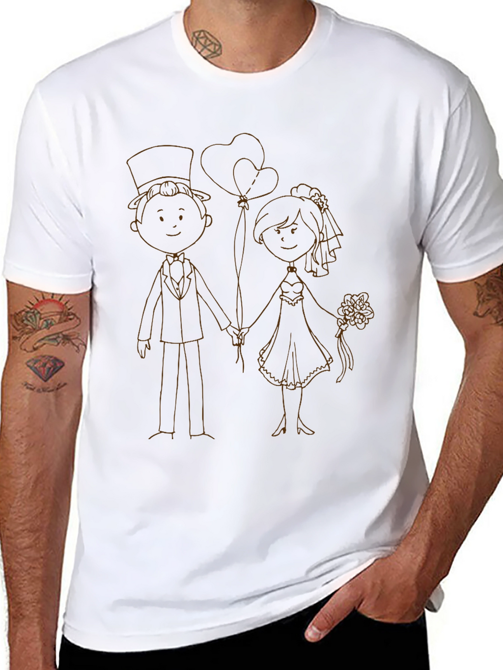 Black Wedding Couple Graphic Tee