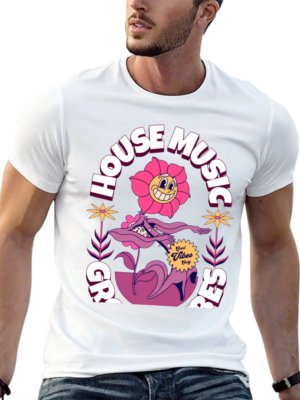 Groovy House Music Graphic T-Shirt