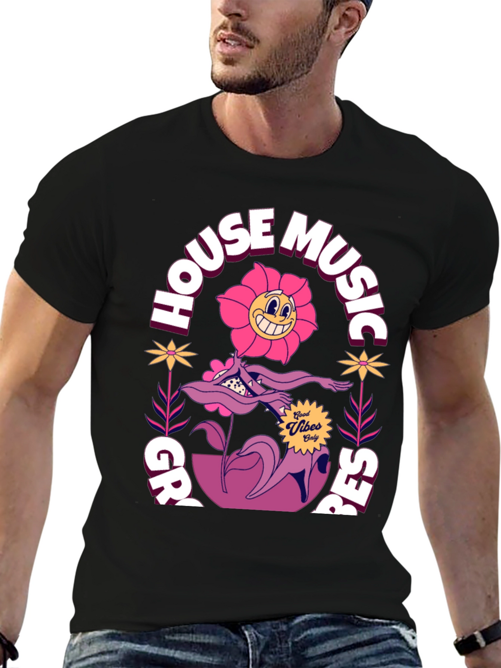 Groovy House Music Graphic T-Shirt
