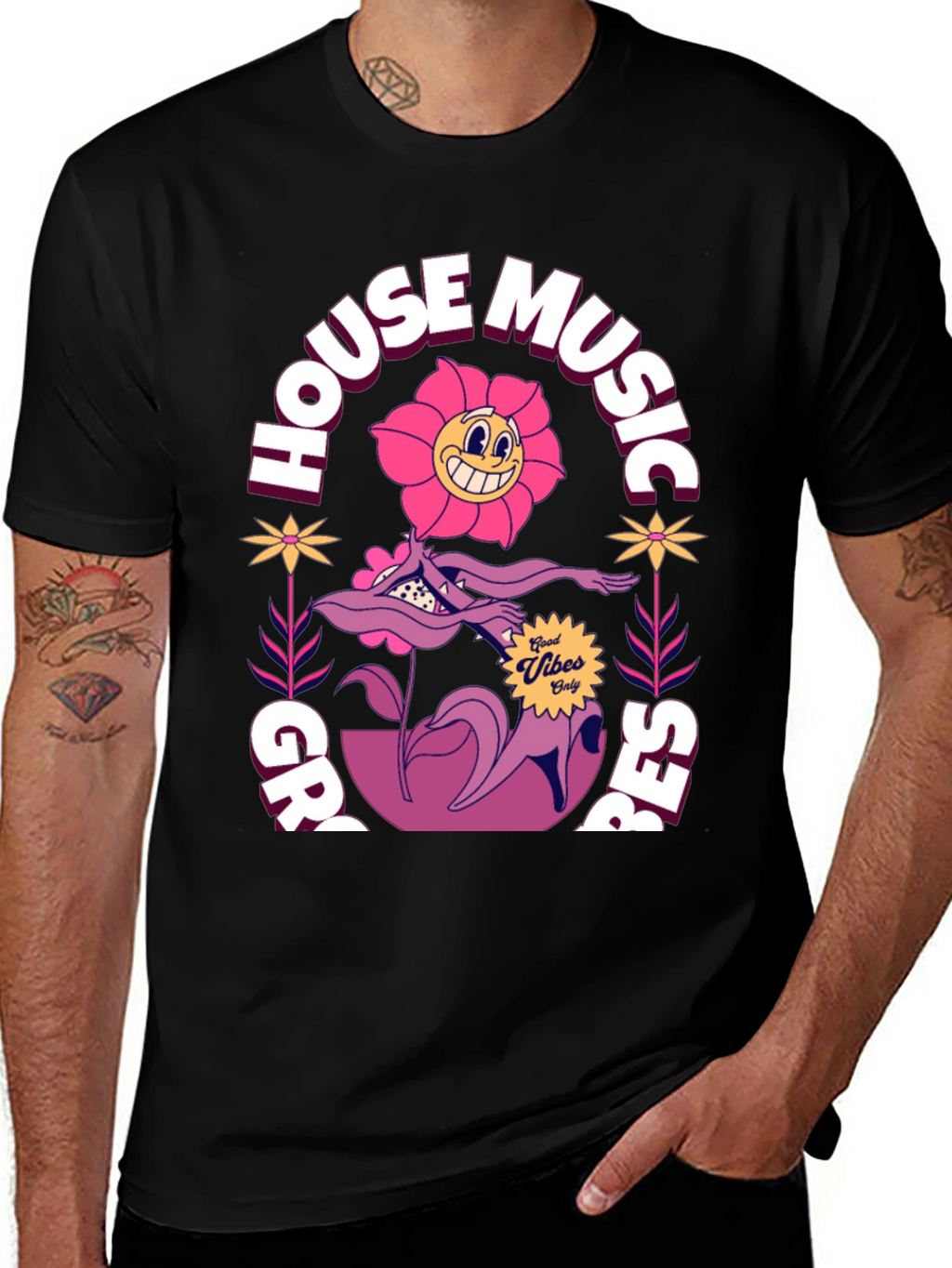 Groovy House Music Graphic T-Shirt